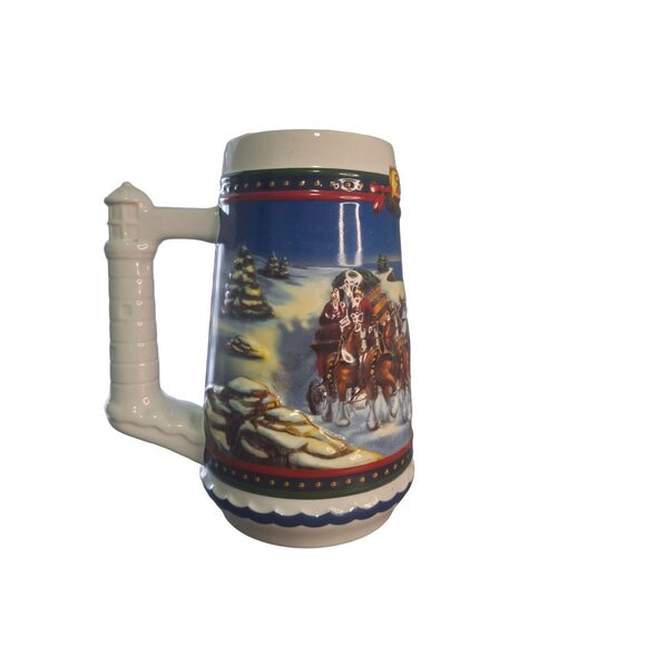 2002 Budweiser Guiding The Way Home Holiday Beer Stein Clydesdale CS529 Vintage - Picture 1 of 9